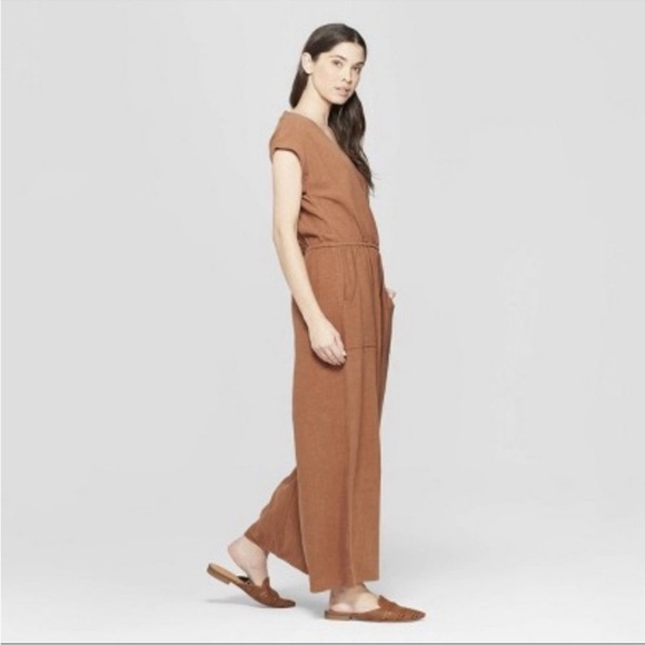 Universal Thread Pants - Universal Thread Linen Brown Tan Jumpsuit Medium